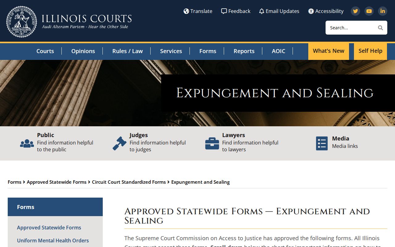 Jo Daviess County criminal history expungement and sealing forms