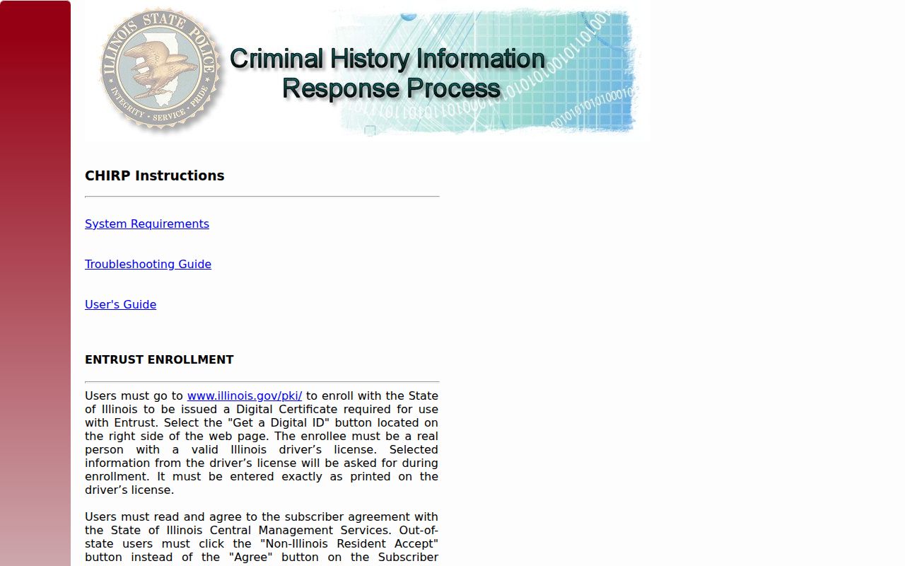 Jo Daviess County criminal history CHIRP portal