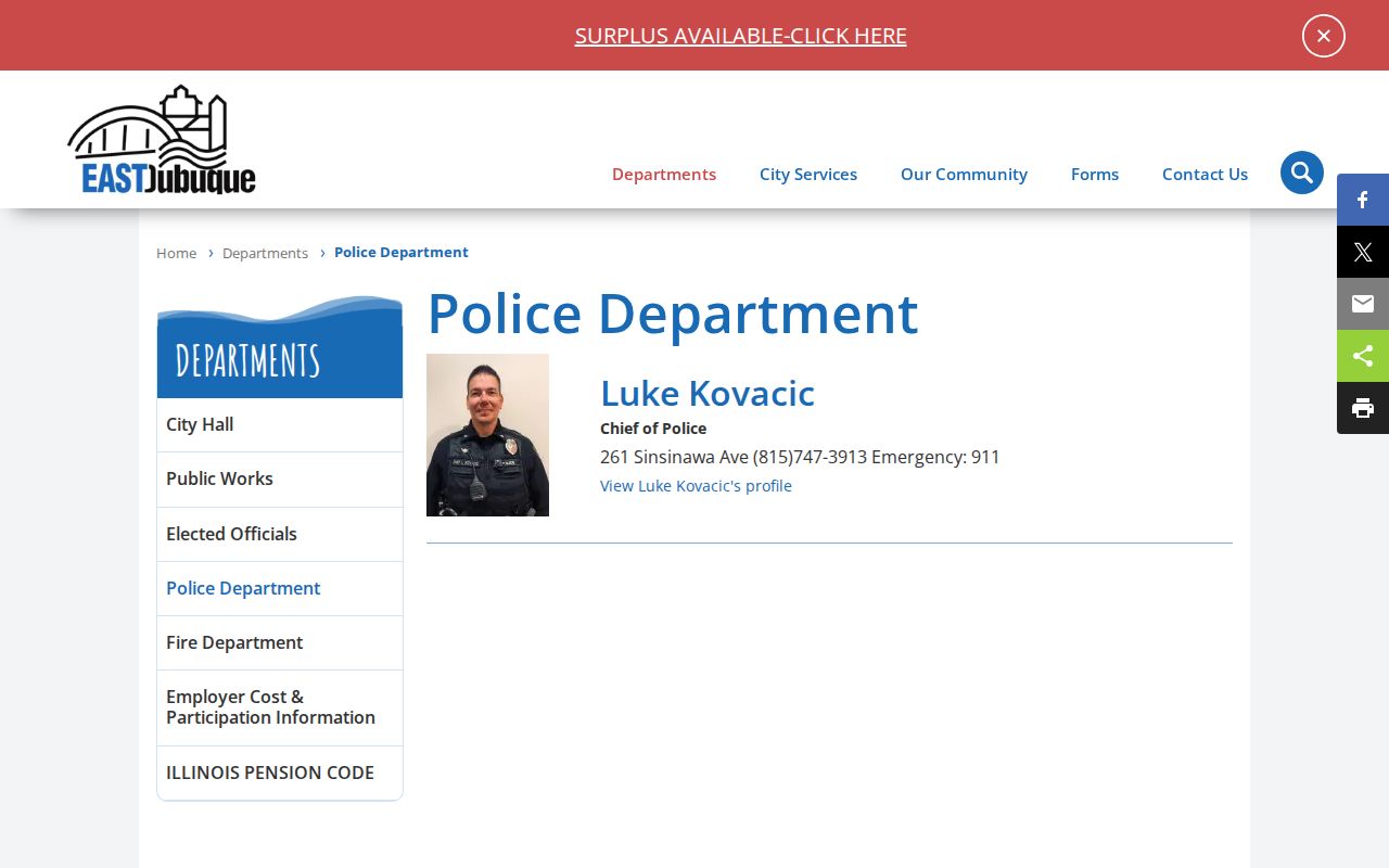 East Dubuque criminal history police department page