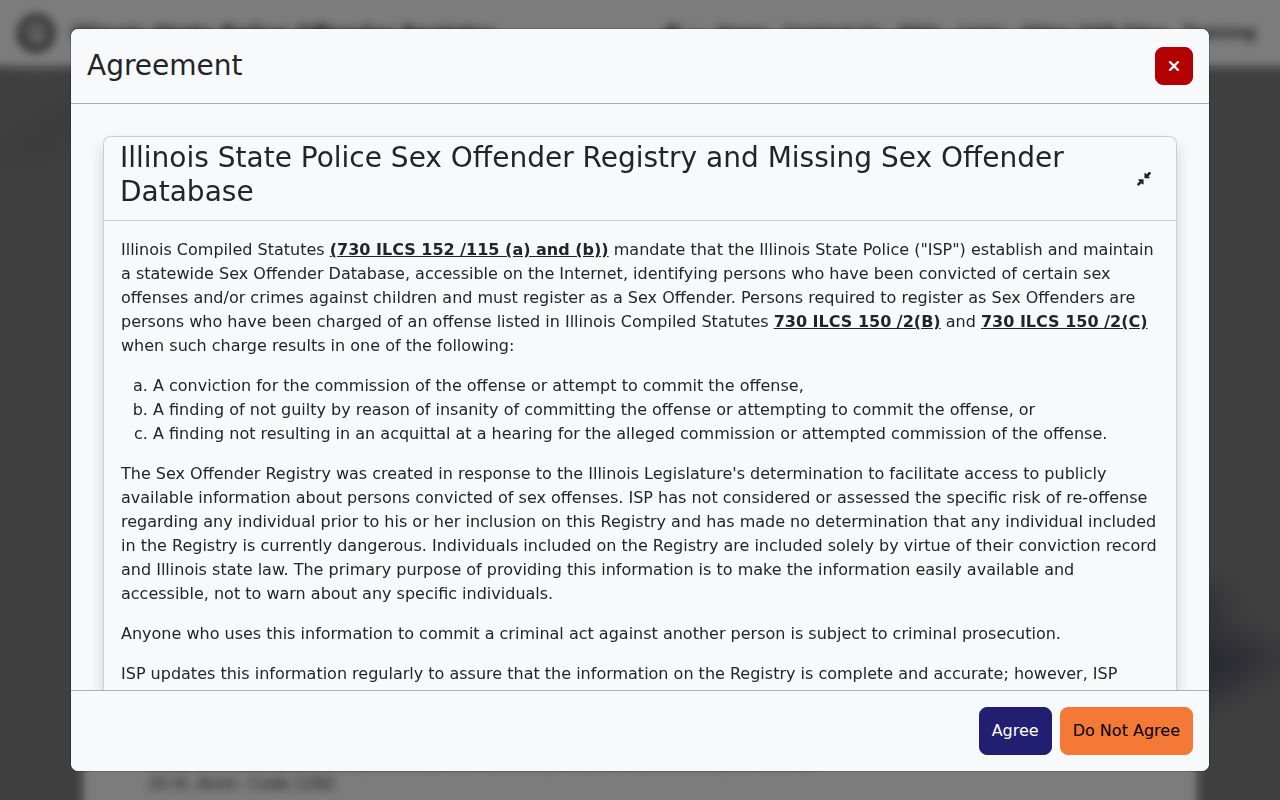 Illinois sex offender registry search interface for Jo Daviess County queries
