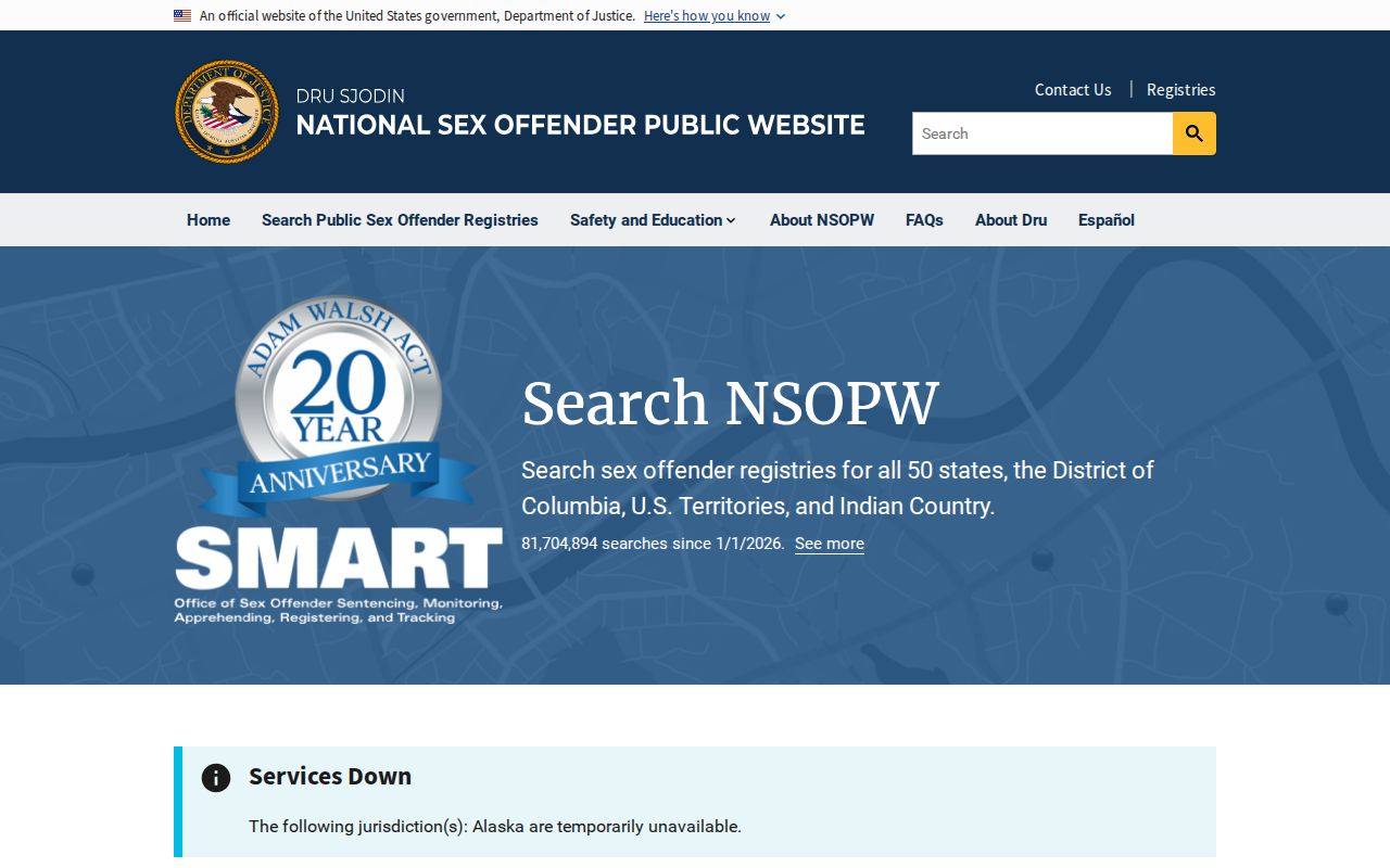 National Sex Offender Public Website search gateway used near Jo Daviess County